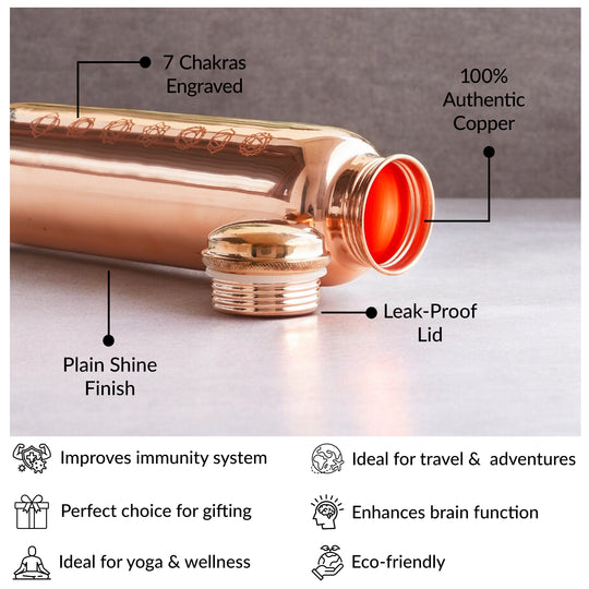 Pure Copper Water Bottle with Unique Artistic Designs – 900 ML