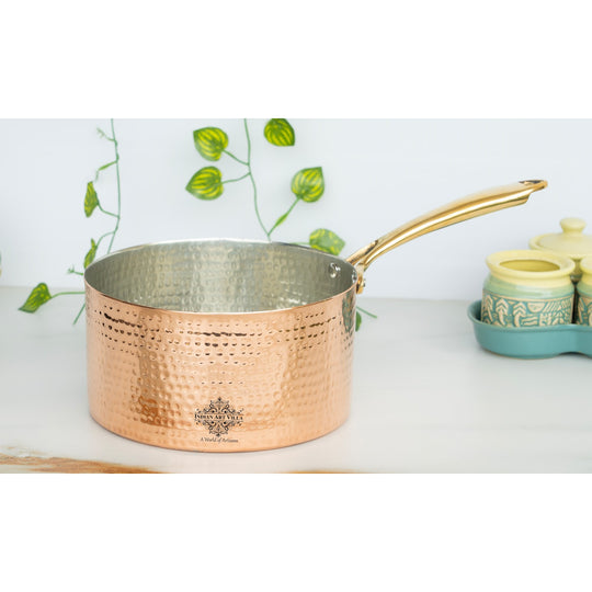 Copper Steel Hammered Sauce pan with Tin Lining - Serveware & Cookware