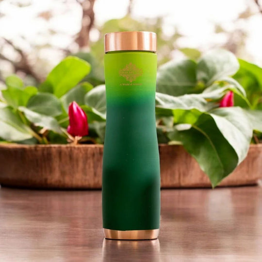 Green Ombre Silk Finish Copper Bottle 1000ML Indian Art Villa Leak-Proof Eco-Friendly Premium Quality