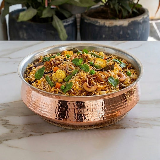 Pure Copper Hammered Lagan Handi  With Tin Lining For Cooking