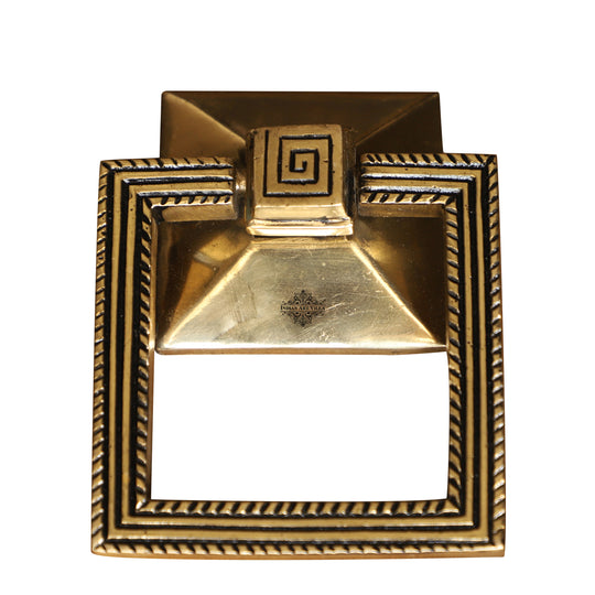 Pure Brass Door Knob With Square Design & Antique Touch, Decor Item For Home, Hotel & Restaurants, Size- 6x11.43 cm