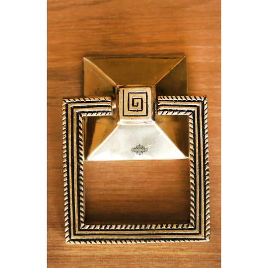 Pure Brass Door Knob With Square Design & Antique Touch, Decor Item For Home, Hotel & Restaurants, Size- 6x11.43 cm