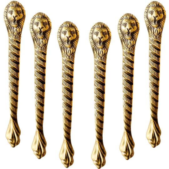 Exquisite Brass-Finished Aluminum Door Handle with Lion Bearded Design – A Touch of Timeless Elegance