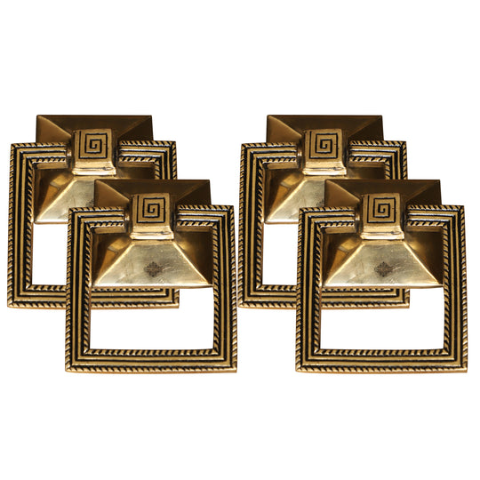 Pure brass square door knob antique finish studio view — Indian Art Villa