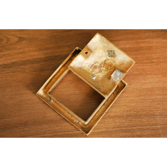 Pure brass square door knob antique finish close-up — Indian Art Villa