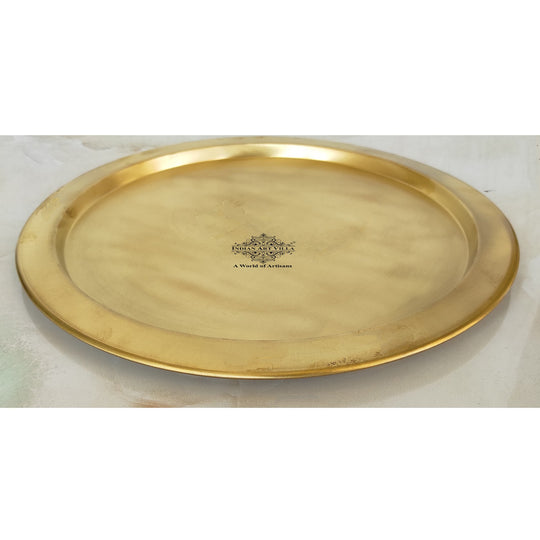 Indian Art Villa pure pital thali crafted with a matte finish and traditional round shape in detailed handmade style