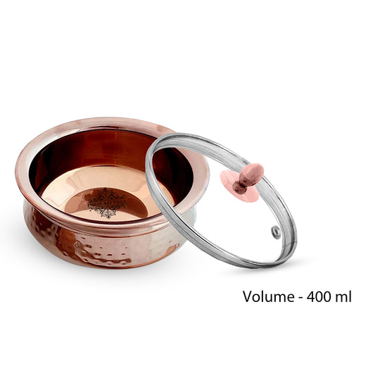 Rose gold steel hammered tableware gift set 10 pieces top view — Indian Art Villa