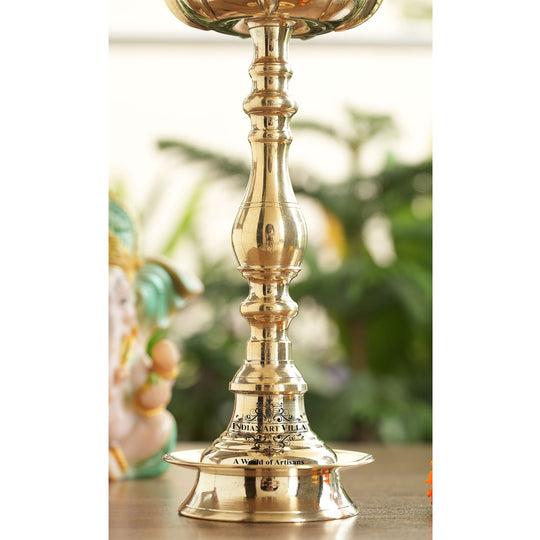 Brass Stand Pillar Diya, Peacock Design, Pooja, Home Decor & Diwali Gift Item