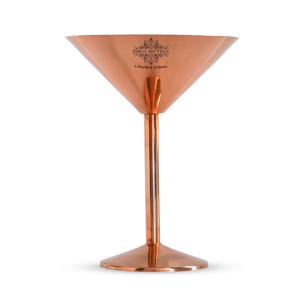 Indian Art Villa Copper Cocktail Glass, Plain Design, A Fusion Of Modern Style