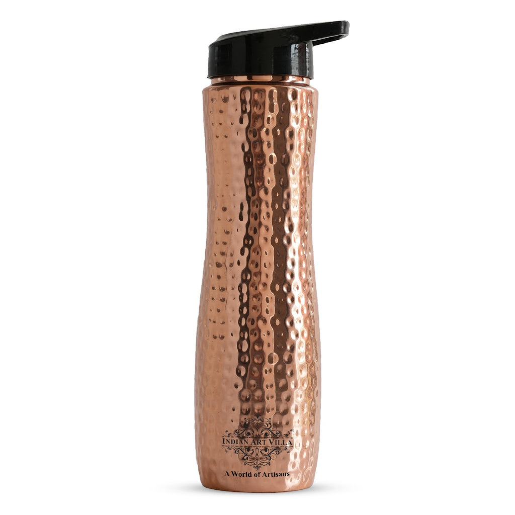 Indian Art Villa Copper Sipper Bottle, Hammered Design, Ayurvedic Lifestyle
