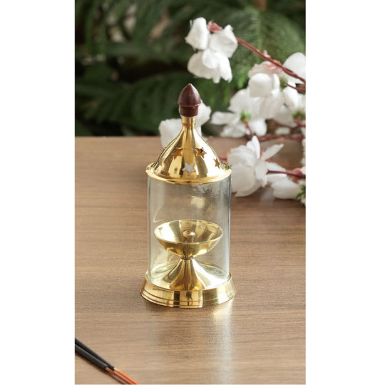 oil lamp with glass cover