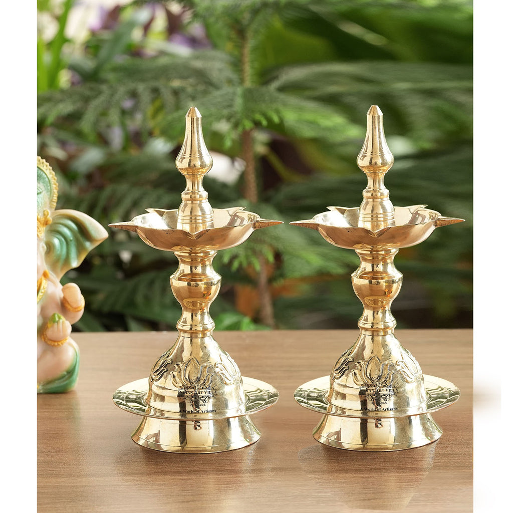 Kerala Style Diya Puja Lamp Handmade Brass Deepak Oil Lamp Deeva Temple  Decor