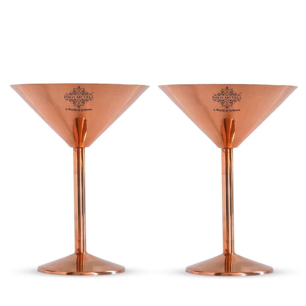 Indian Art Villa Copper Cocktail Glass, Plain Design, A Fusion Of Modern Style