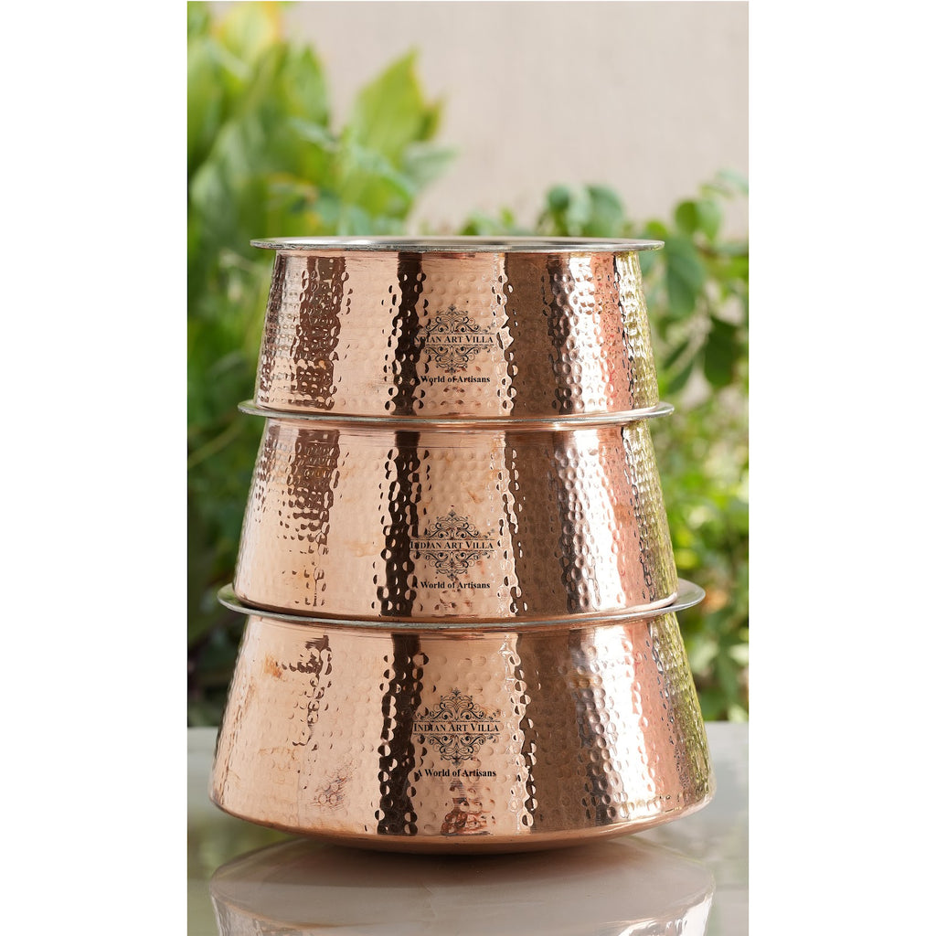 Indian Art Villa Copper Bhagona, Insdie Tin Lining Design, Style For Your Kitchen Mastery