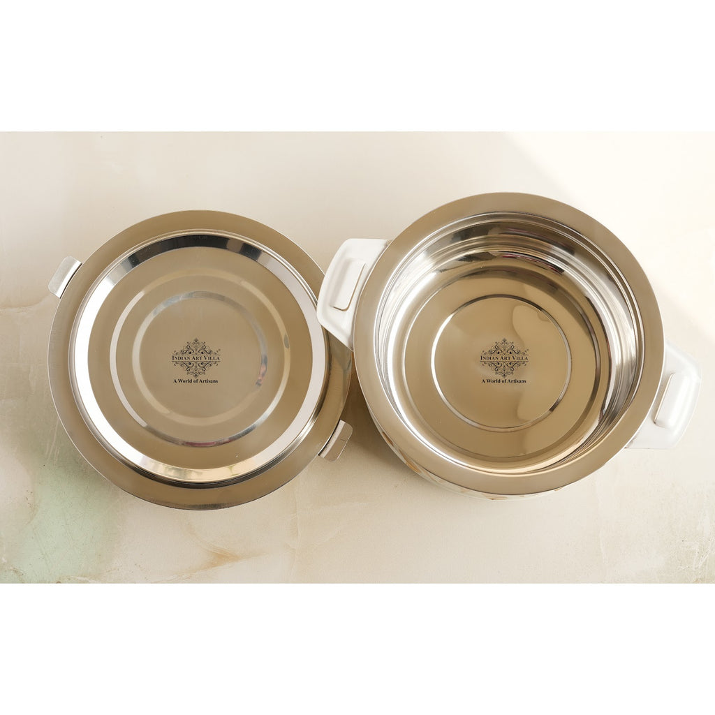 Indian Art Villa Stainless Steel Tiger Print Design Casserole with Handle Set of - 3 (Small + Medium + Large)