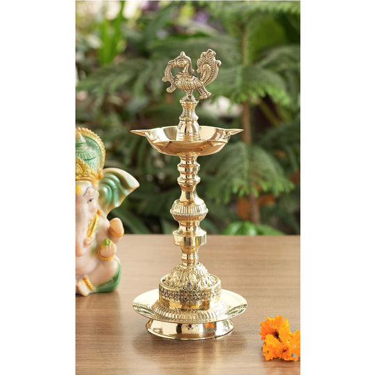 brass standing diya