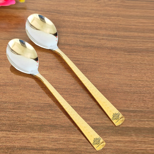 Steel Brass Dessert Spoon, Hammered Design, Elegant and Durable Cutlery for Cakes, Pies, and Ice Cream -