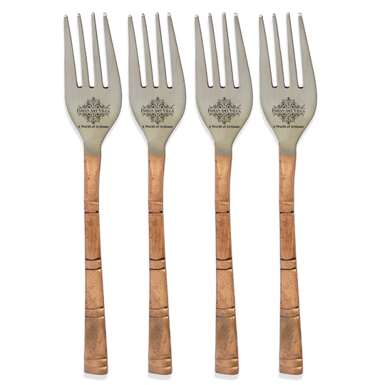 Steel Copper Fork with Matte Lining Design featuring handles with a smooth matte finish and steel heads.