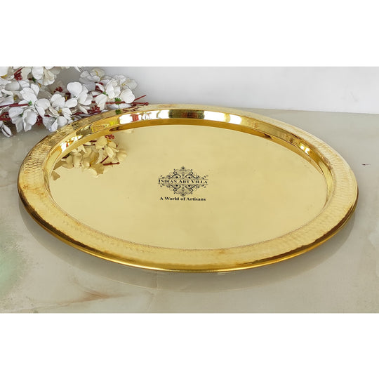 Pure brass serving Thali plate side view — Indian Art Villa