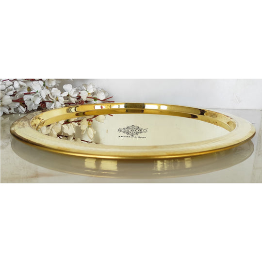 Pure brass serving Thali plate top view — Indian Art Villa