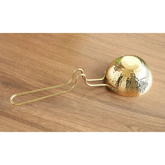 Indian Art Villa handcrafted pital tadka pan with hammered bowl tin lined interior and long handle for spice tempering
