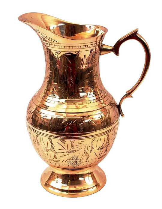 Mughlai Brass Jug with Glass