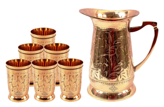 Designer Brass Jug with Glass