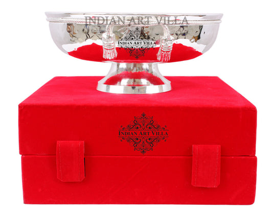 Silver plated M hammered design bowl 500 ML front view — Indian Art Villa