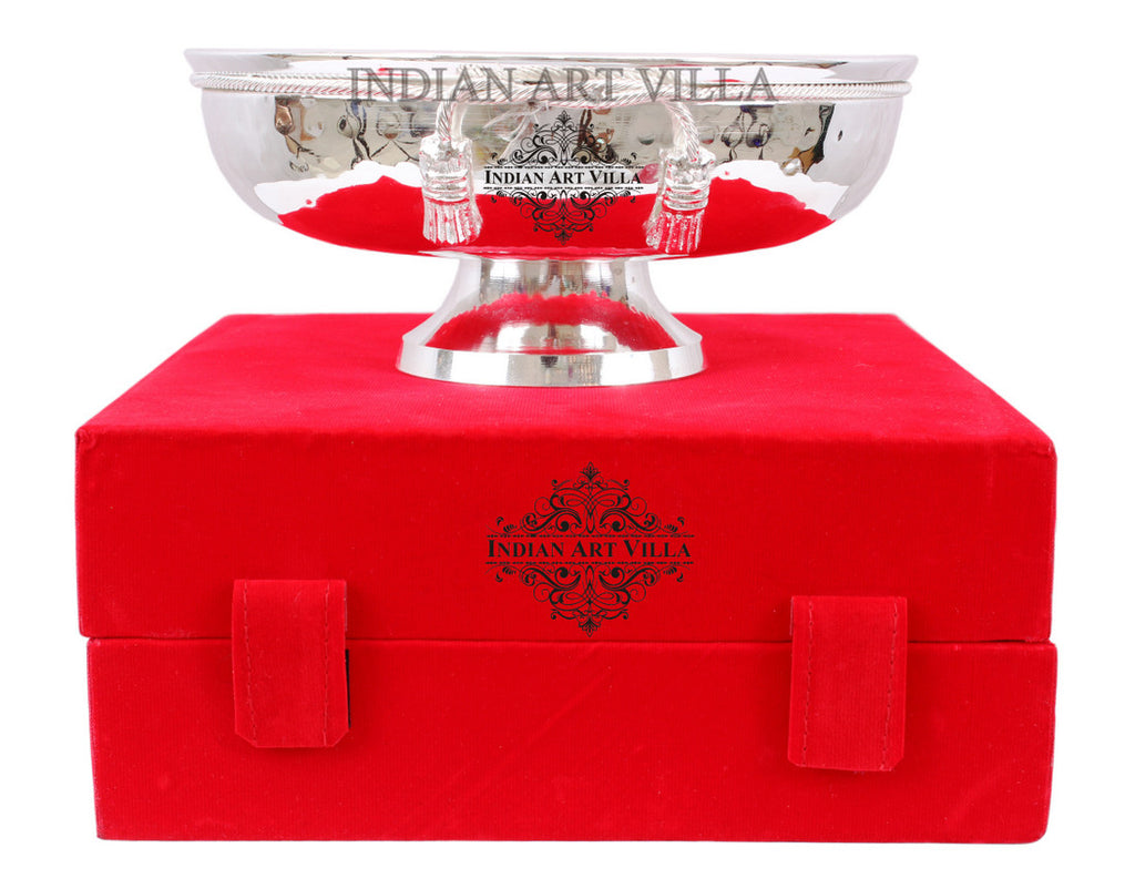 Indian Art Villa Silver Plated M Hammered Design Bowl 500 ML with Box