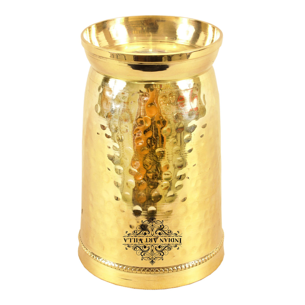 Indian Art Villa Pure Brass Hammered Design Glass, Tumbler | Drinkware | 300 ML