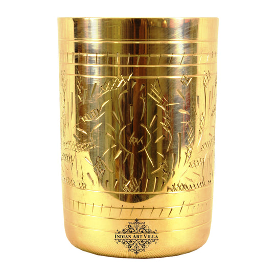 Elegant brass glass with a beautifully embossed flower design ideal for elevating your home decor or gifting to loved ones.