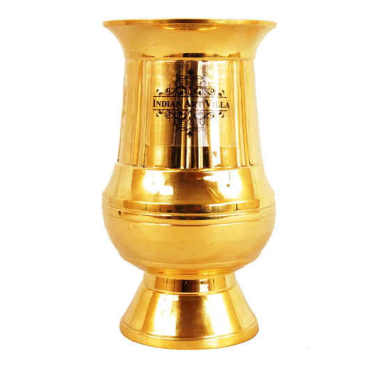 Exquisite Brass Tumbler with vertical gold lines a luxurious addition to your dining collection from Indian Art Villa.