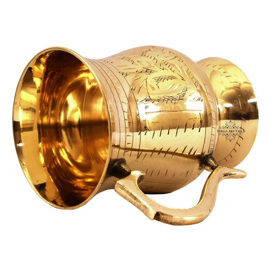 Traditional Mughlai style brass tumbler offering a detailed and refined design perfect for special occasions.