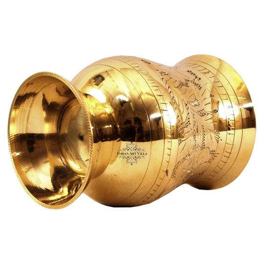 Pure brass tumbler with Mughlai engravings crafted for those who appreciate historical elegance in their drinkware.
