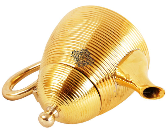 Handmade Pure Brass Cone Lining Tea Pot Kettle, Serving Tea Coffee