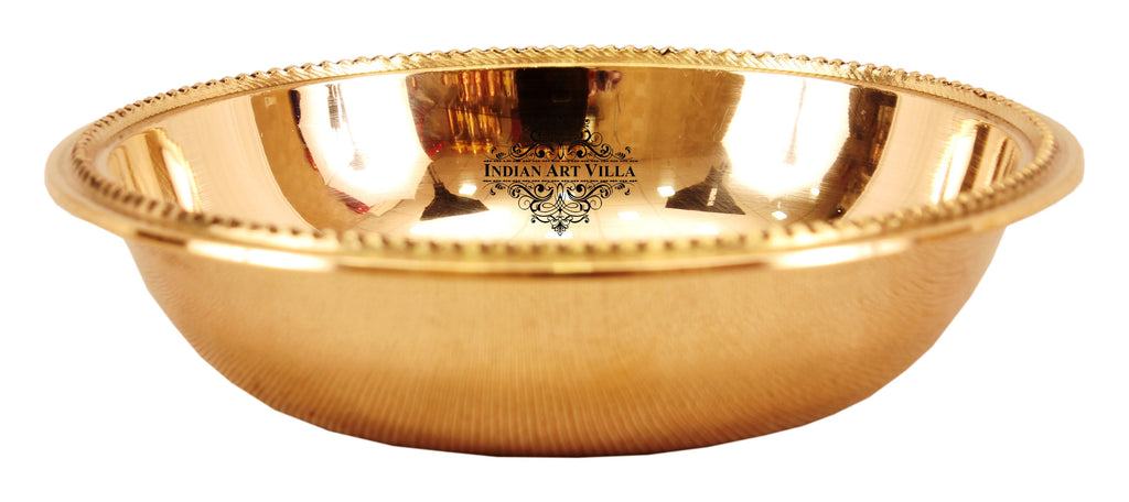 Brass Handmade Designer Rice Bowl with Beaded Design, Dinnerware, 100 ml