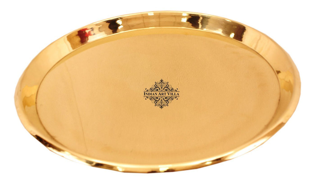 Brass Handmade Designer Thali, Plate with perfect Space & Raised Borders, Dinnerware, Tableware