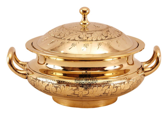 Indian Art Villa Presents Best Quality Brass Engraved Casserole with Handles for easy use. We offer best affordable prices & Free Shipping PAN India. We also offer Easy returns & exchanges. T&C Applied.