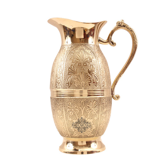 Elegant Pital jug with classic shahi design hand engraved to enhance luxurious spaces with authentic Indian tradition