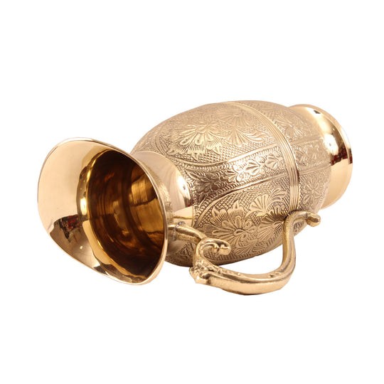 Indian Art Villa signature brass jug with vintage shahi patterns crafted for heritage decor and elegant table styling