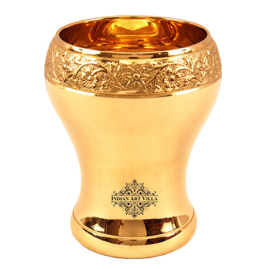 Pure brass glass with Mughlai design perfect for gifting at weddings housewarmings or traditional celebrations