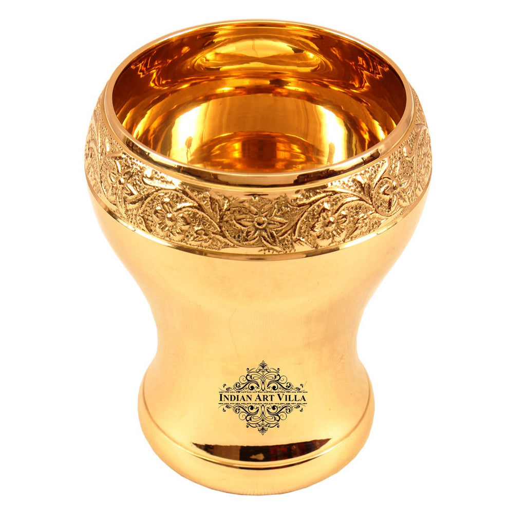 Indian Art Villa Pure Brass Curved Design Mughlai Glass -330 ML