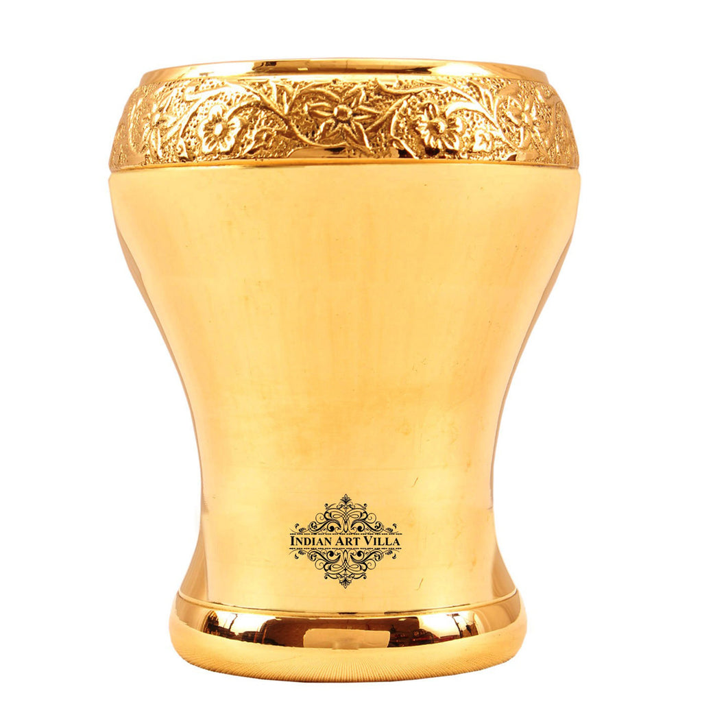 Indian Art Villa Pure Brass Curved Design Mughlai Glass -330 ML