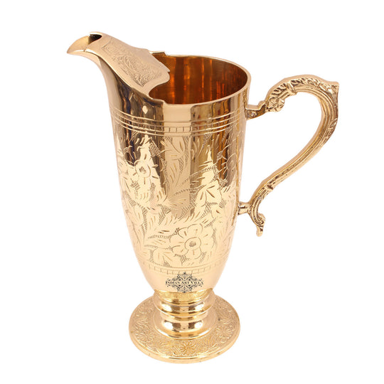 Pure Brass Designer Kalamkari Jug with Designer Handle- 1600 ML
