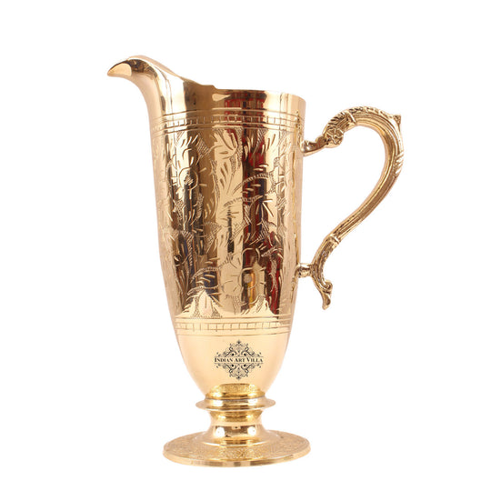 Handcrafted brass jug with kalamkari design and vintage handle perfect traditional gift for weddings and anniversaries