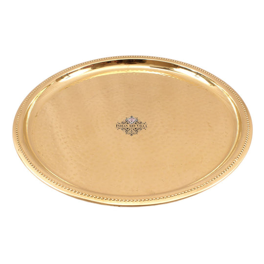 Indian Art Villa pital plate in circular hammered finish with simple raised border and smooth surface