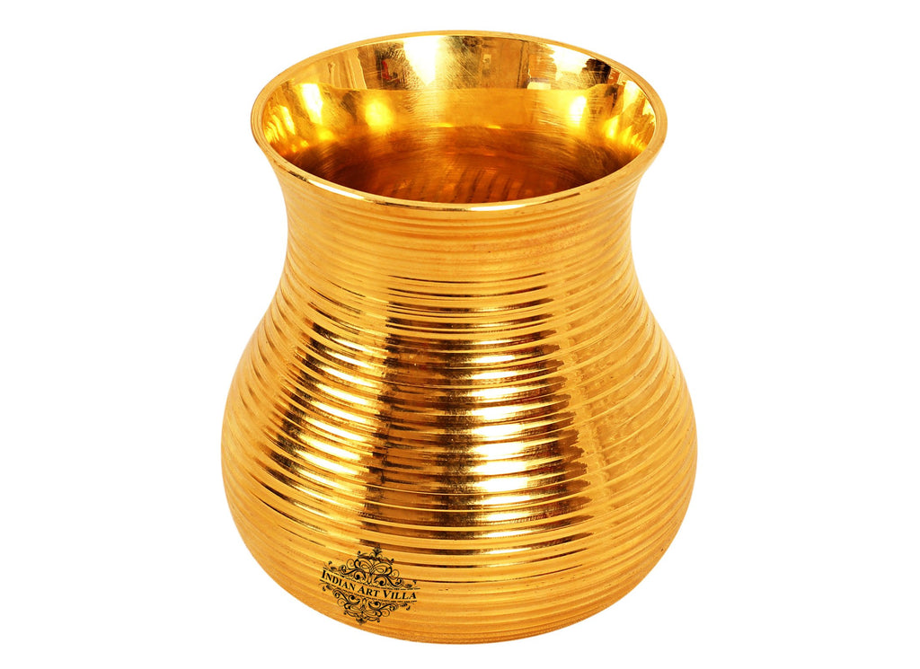 Indian Art Villa Pure Brass Handmade Designer Curve Shaped Tumbler, Glass, Drinkware, 350 ml