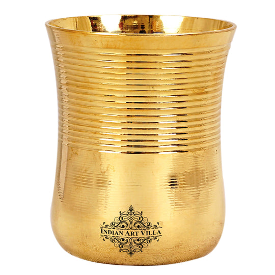 Pure brass glass with half lining design perfect for pooja rituals and offering water with a touch of traditional elegance