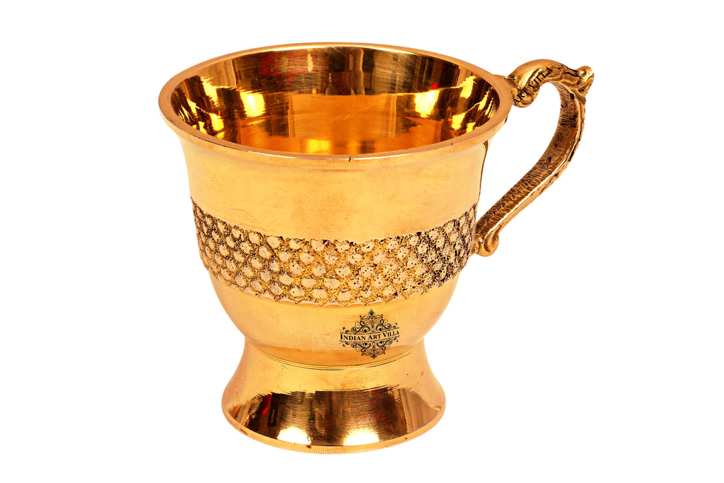 Indian Art Villa Designer Brass Tea Cup, Serving Tea Tableware, Gift Item Hotel Restaurant, Volume 100 ML