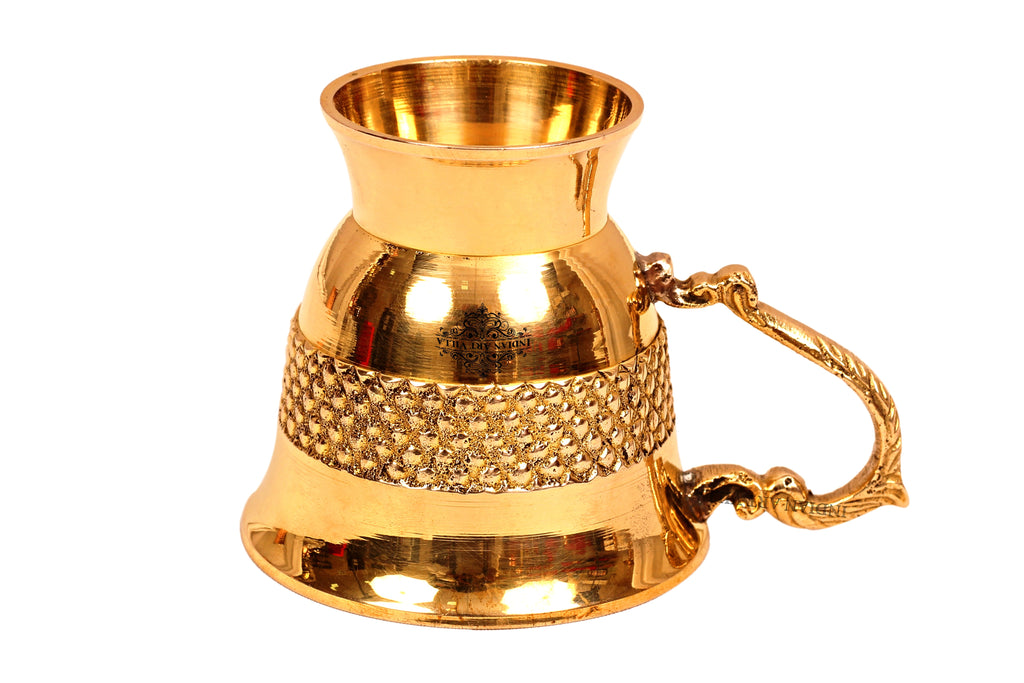 Indian Art Villa Designer Brass Tea Cup, Serving Tea Tableware, Gift Item Hotel Restaurant, Volume 100 ML
